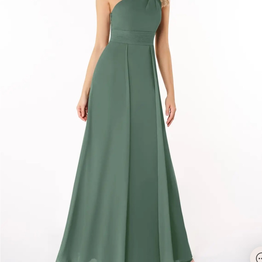 Azazie Dallas Eucalyptus Chiffion Green Evening Gown